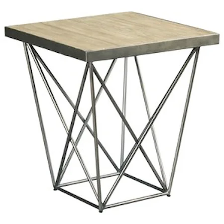 Contemporary Square End Table with Geometric Base